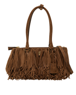 Medium Galleria With Fringe, Suede, Brown, DB/S/T, 4*